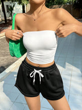 Solid Color Bandeau Top And Shorts Set